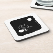 Schwarz-Weiß-Würfel #2 Rustikale Linocut Getränkeuntersetzer (Linke Seite)