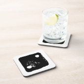 Schwarz-Weiß-Würfel #2 Rustikale Linocut Getränkeuntersetzer (Rechte Seite)