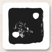 Schwarz-Weiß-Würfel #2 Rustikale Linocut Getränkeuntersetzer (Vorderseite)