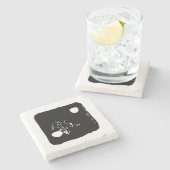 Schwarz-Weiß-Würfel #2 Rustikale Linocut Steinuntersetzer (Seitenansicht)