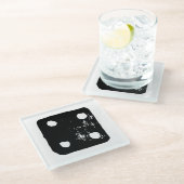 Schwarz-Weiß-Würfel #4 Rustikale Linocut Glasuntersetzer (Schrägansicht)