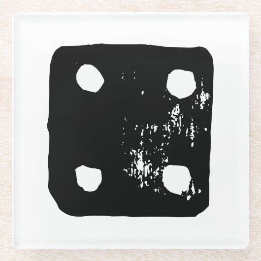 Schwarz-Weiß-Würfel #4 Rustikale Linocut Glasuntersetzer (Vorderseite)
