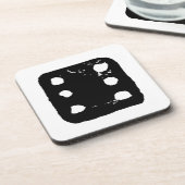 Schwarz-Weiß-Würfel #6 Rustikale Linocut Getränkeuntersetzer (Linke Seite)