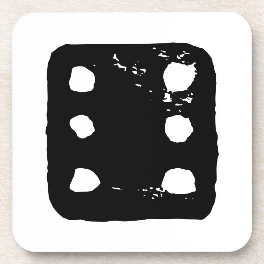 Schwarz-Weiß-Würfel #6 Rustikale Linocut Getränkeuntersetzer (Vorderseite)