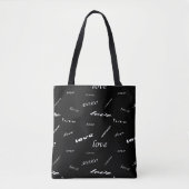 Schwarz-Weiß-Xoxo-und Liebe-Muster Tasche (Vorderseite)