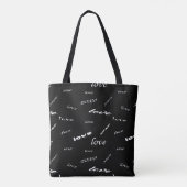 Schwarz-Weiß-Xoxo-und Liebe-Muster Tasche (Rückseite)