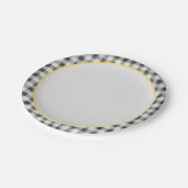 Schwarz-weiß Yellow Gingham Summer Picnic Pappteller (Schrägansicht)