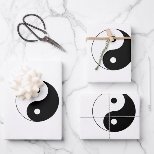 Schwarz-Weiß-Yin-Yang Geschenkpapier Set (Vorderseite)