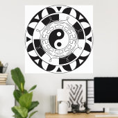 Schwarz-Weiß Yin Yang Muster Poster (Heimbüro)