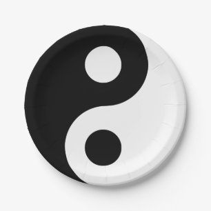 Schwarz-Weiß Yin Yang Pappteller