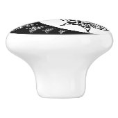 Schwarz-Weiß-Yin-Yang-Schmetterlinge Keramikknauf (Seitenansicht)