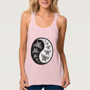 Schwarz-Weiß-Yin-Yang-Tao-Schmetterlinge Tank Top