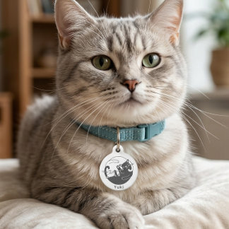 Schwarz-weiß Yin Yang Zwei Katzen Namensschild Haustiermarke