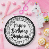 Schwarz/Weiß-Zahlenmuster des 80. Party Pappteller (Party)