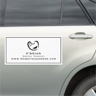 Schwarz-Weiß-Zahn-Logo, Zahnmedizin, Zahnarzt Auto Magnet
