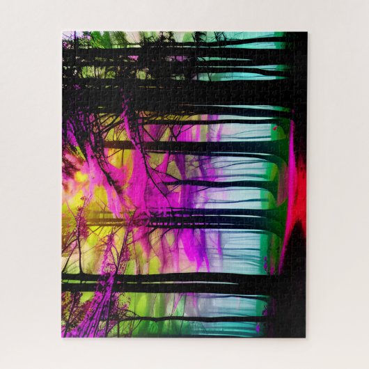 Schwarz-Weiß-Zauberwald und Grün Puzzle (Vertikal)