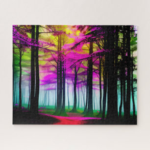 Schwarz-Weiß-Zauberwald und Grün Puzzle