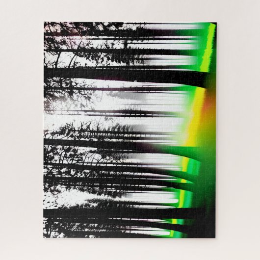 Schwarz-Weiß-Zauberwald und Grün Puzzle (Vertikal)