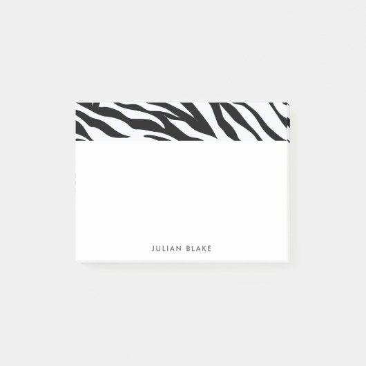 Schwarz/Weiß Zebra Animal Print personalisieren Post-it Klebezettel (Vorderseite)