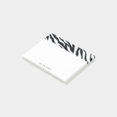 Schwarz/Weiß Zebra Animal Print personalisieren Post-it Klebezettel (angewinkelt)