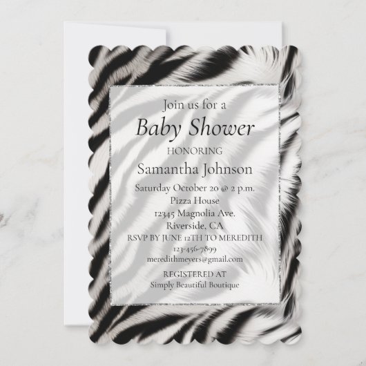 Schwarz-weiß Zebra Animal Print Safari Einladung (Vorderseite)