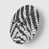 Schwarz-Weiß-Zebra-Binärcode Runde Wanduhr (Winkel)