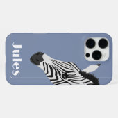 Schwarz Weiß Zebra Blau Name hinzufügen iPhone Hülle (Rückseite (Horizontal))