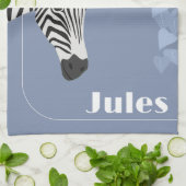 Schwarz-weiß Zebra Blue Ivy Name Geschirrtuch (Gefaltet)