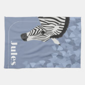 Schwarz-weiß Zebra Blue Ivy Name Geschirrtuch (Horizontal)