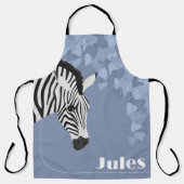 Schwarz-weiß Zebra Blue Ivy Name Schürze (Vorderseite)