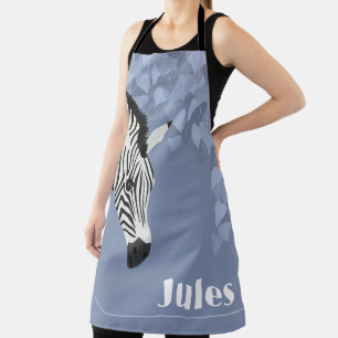 Schwarz-weiß Zebra Blue Ivy Name Schürze