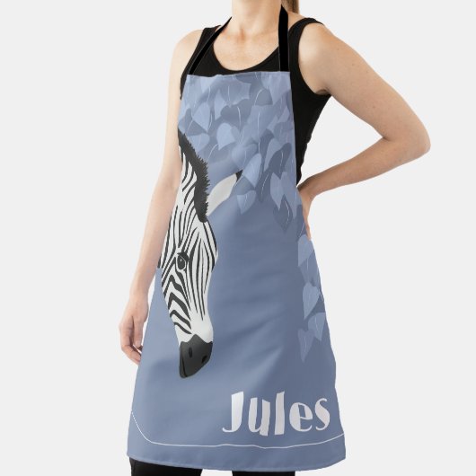 Schwarz-weiß Zebra Blue Ivy Name Schürze (InSitu)