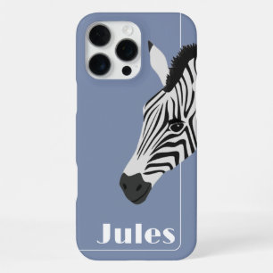 Schwarz-weiß Zebra Blue Name iPhone 16 Pro Max Hülle