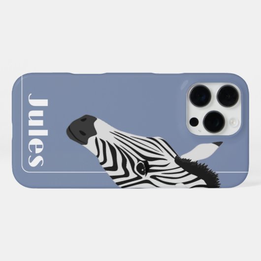 Schwarz-weiß Zebra Blue Name iPhone Hülle (Rückseite (Horizontal))
