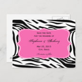 Schwarz, Weiß, Zebra drucken, Save the Date heiß r Ankündigungspostkarte (Vorne/Hinten)
