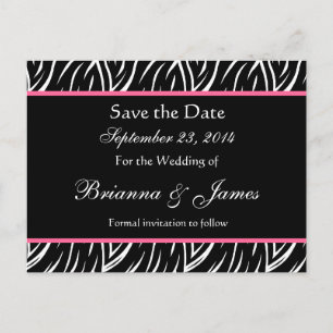 Schwarz-weiß Zebra Flame Custom Save the Date Ankündigungspostkarte