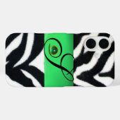 SCHWARZ-WEISS ZEBRA FUR EMERALD GREEN GEM MONOGRAM Case-Mate iPhone HÜLLE (Rückseite (Horizontal))