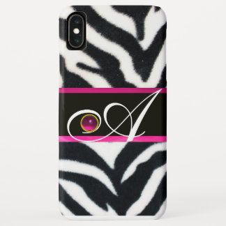 SCHWARZ-WEISS ZEBRA FUR FUCHSIA PINK GEM MONOGRAM Case-Mate iPhone HÜLLE
