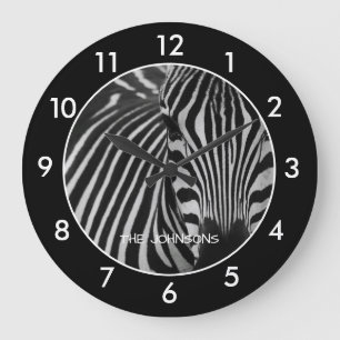 Schwarz-Weiß-Zebra Große Wanduhr