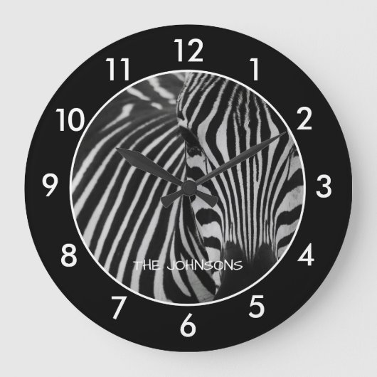 Schwarz-Weiß-Zebra Große Wanduhr (Vorderseite)