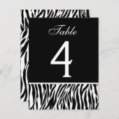 Schwarz-Weiß-Zebra-Hochzeitskarte für die Tischnum Postkarte (Vorne/Hinten)