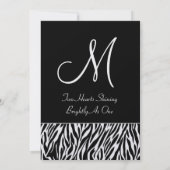 Schwarz-Weiß-Zebra-Hochzeitsmetall Einladung (Rückseite)