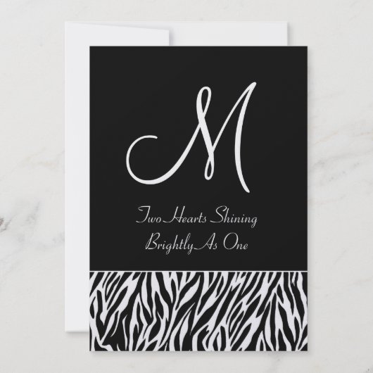 Schwarz-Weiß-Zebra-Hochzeitsmetall Einladung (Rückseite)