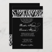 Schwarz-Weiß-Zebra-Hochzeitsmetall Einladung (Vorne/Hinten)