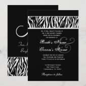 Schwarz-Weiß-Zebra-Hochzeitsmetallic Einladung (Vorne/Hinten)
