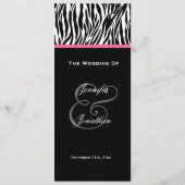 Schwarz-Weiß-Zebra-Hochzeitsprogramm Programm (Rückseite)