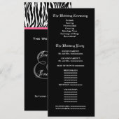 Schwarz-Weiß-Zebra-Hochzeitsprogramm Programm (Vorne/Hinten)