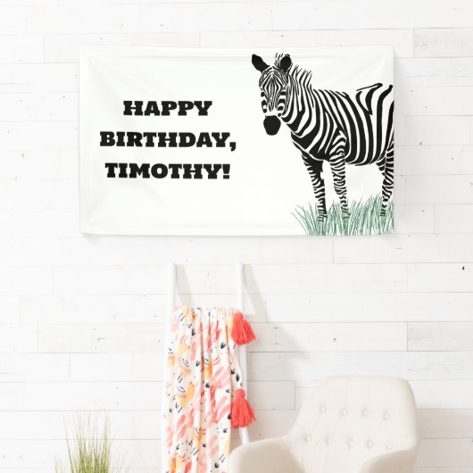 Schwarz-Weiß-Zebra im Gras-Party Banner (Insitu)