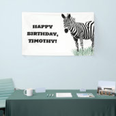 Schwarz-Weiß-Zebra im Gras-Party Banner (Messeveranstaltung)