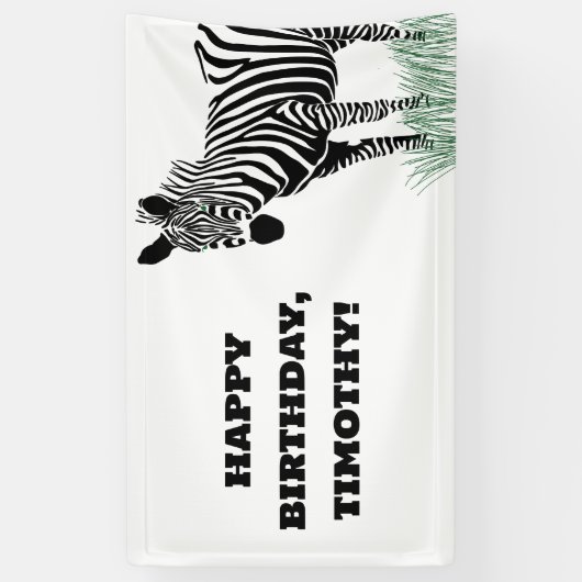 Schwarz-Weiß-Zebra im Gras-Party Banner (Vertikal)